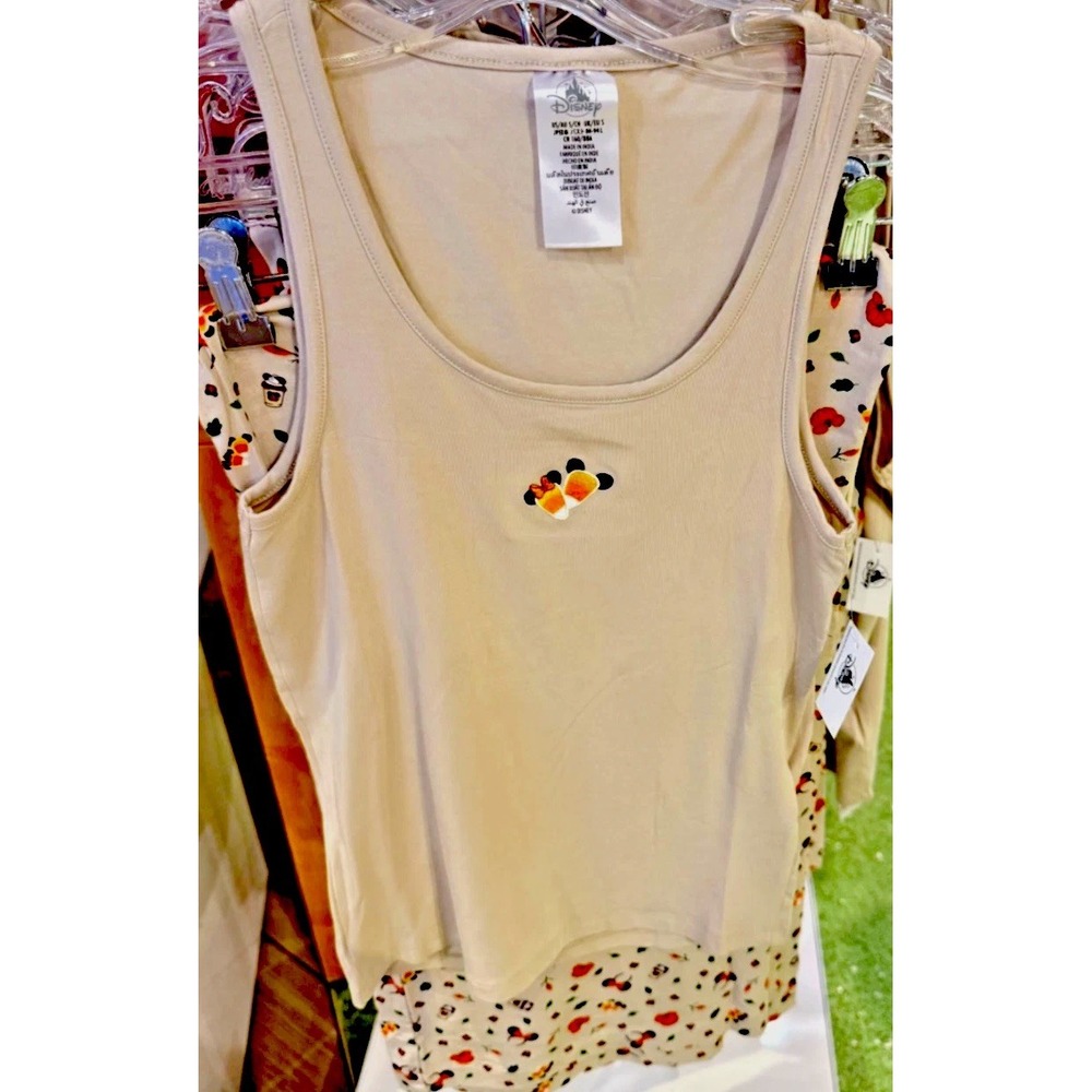 2026 Disney Parks Fall Small Pajamas Latte Minnie Pumpkin Embroidered Tank Pants
